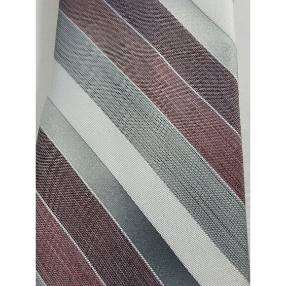 Shefford by Anderson Little Mens Necktie Diagonally striped Gray Silver Marroon - Picture 3 of 6